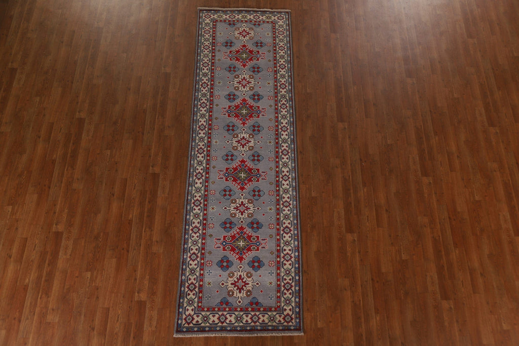 Handmade Wool Kazak Oriental Runner Rug 3x10