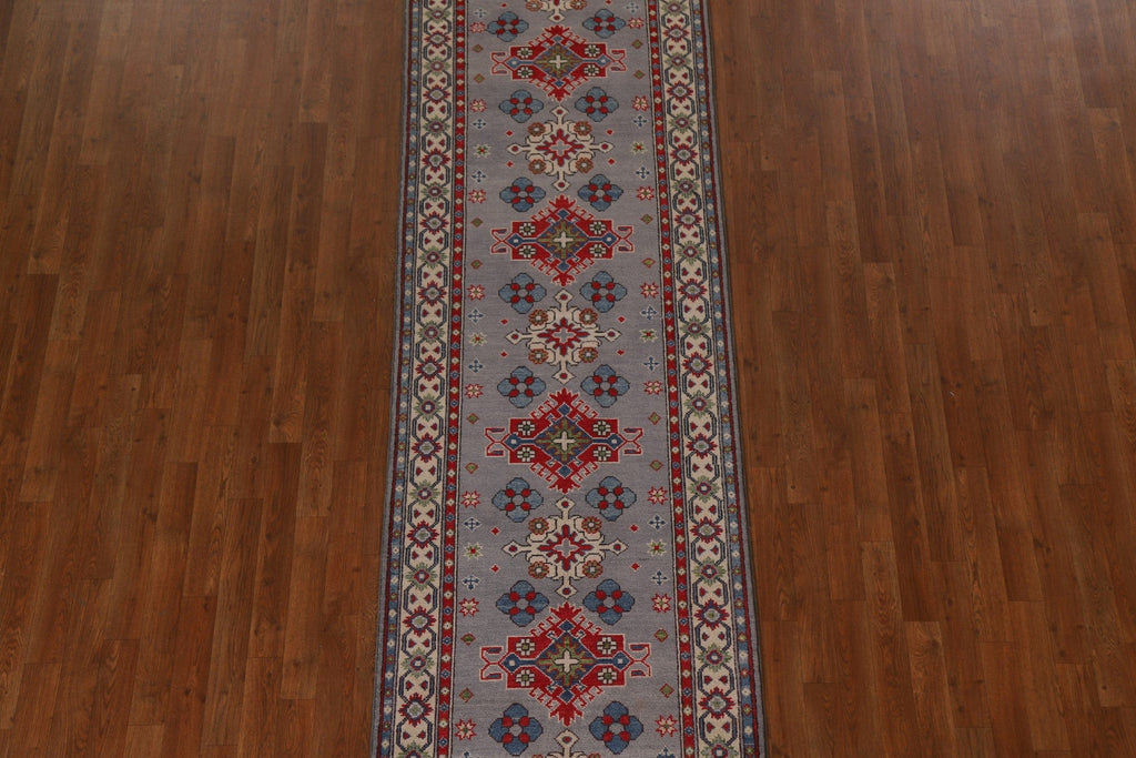 Handmade Wool Kazak Oriental Runner Rug 3x10