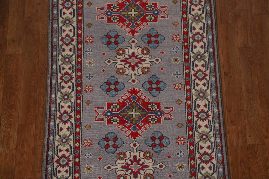 Handmade Wool Kazak Oriental Runner Rug 3x10