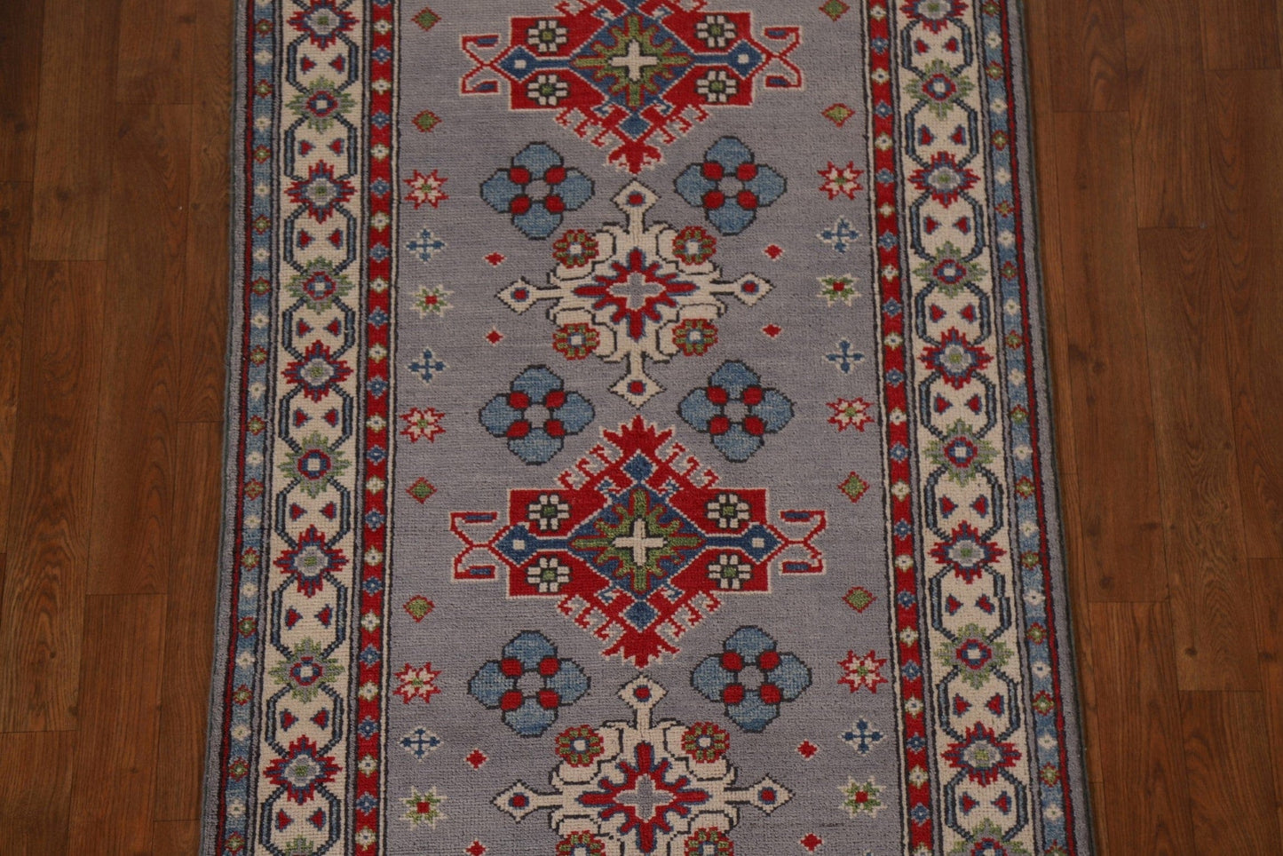 Handmade Wool Kazak Oriental Runner Rug 3x10