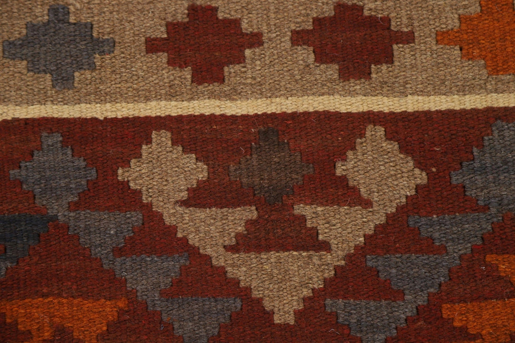 Geometric Kilim Reversible Wool Area Rug 5x8