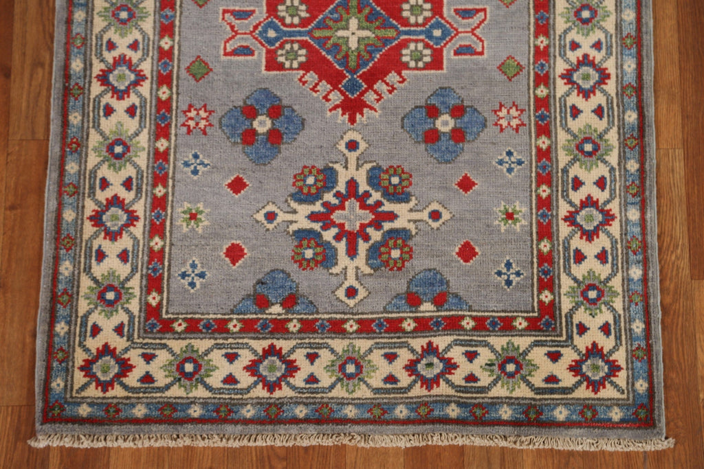 Geometric Kazak Gray Runner Rug 3x10