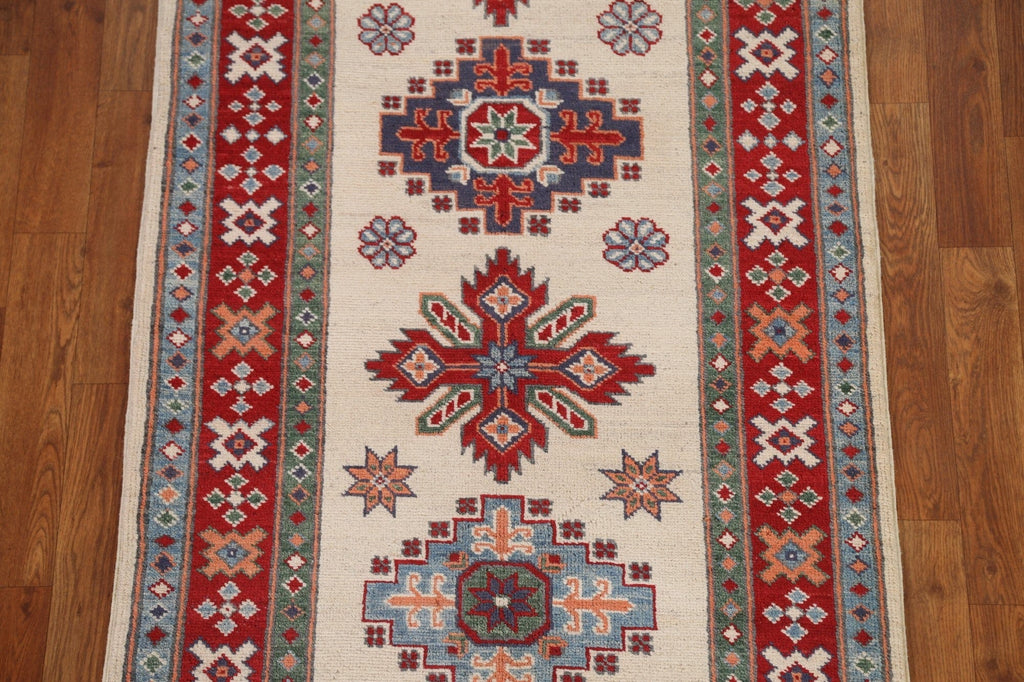 Geometric Kazak Oriental Runner Rug 3x9