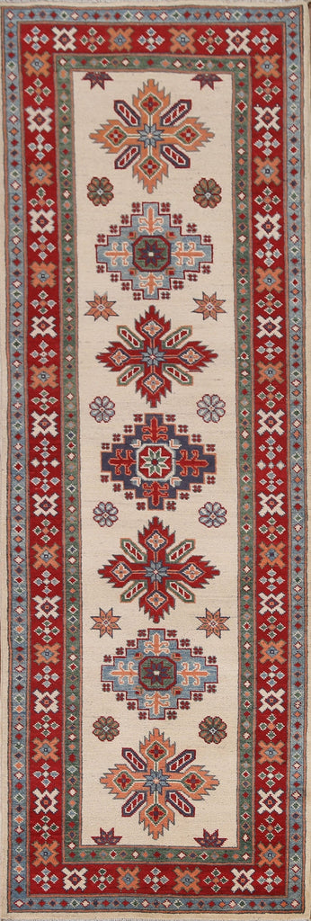 Geometric Kazak Oriental Runner Rug 3x9