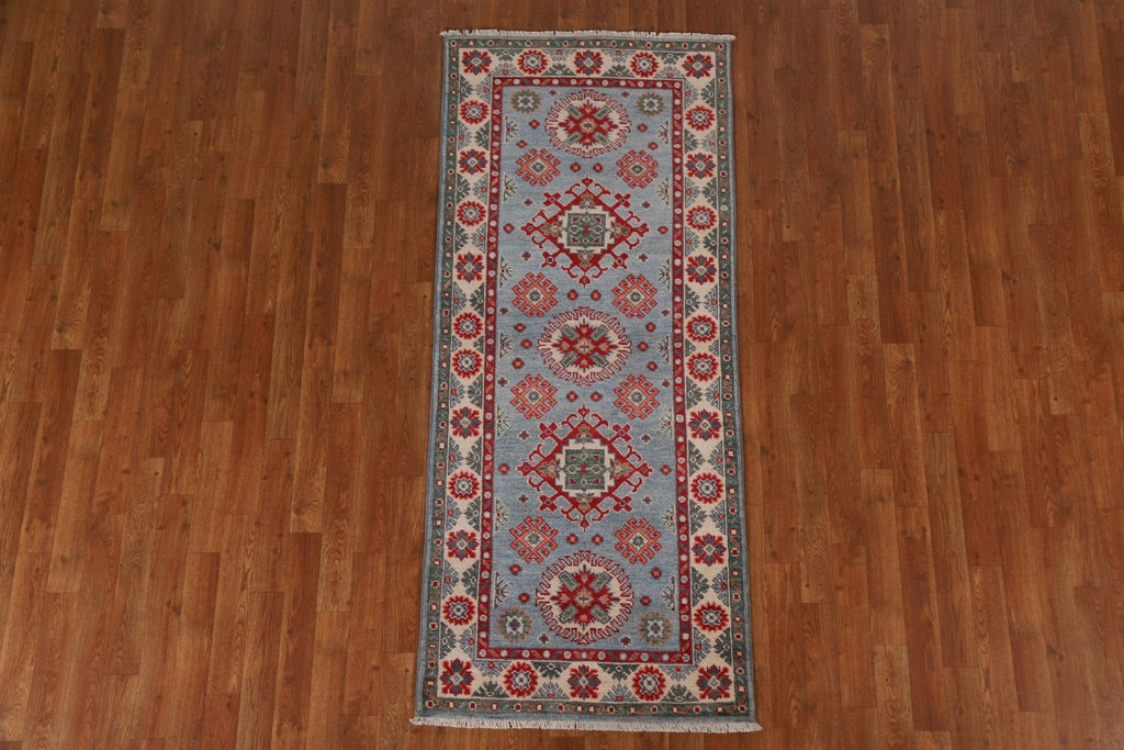 Light Blue Kazak Geometric Area Rug 3x6