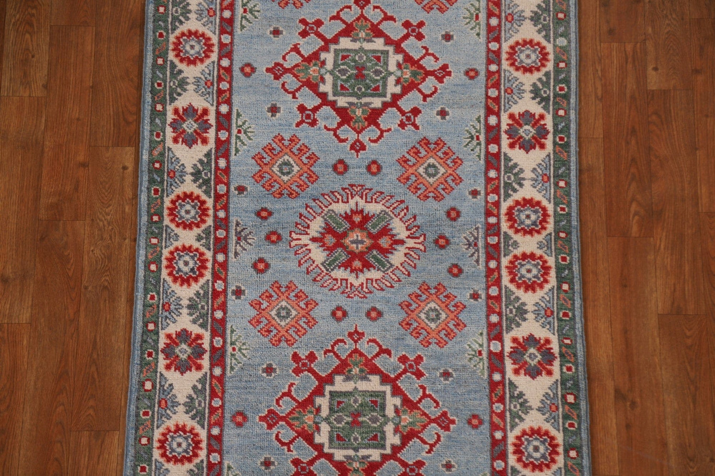 Light Blue Kazak Geometric Area Rug 3x6