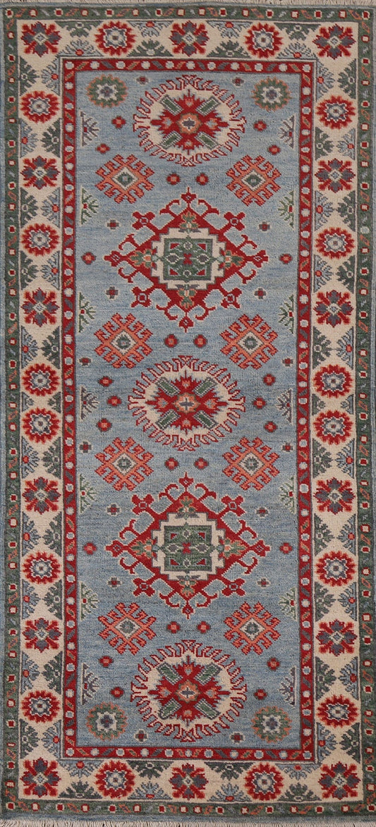 Light Blue Kazak Geometric Area Rug 3x6