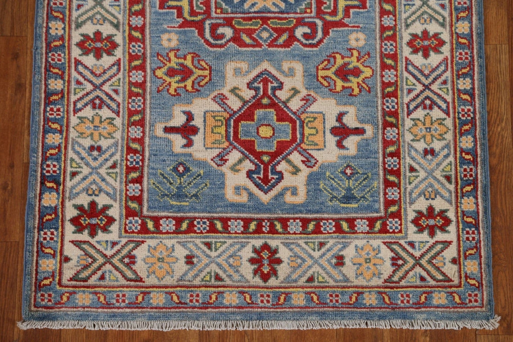 Geometric Kazak Oriental Runner Rug 3x10