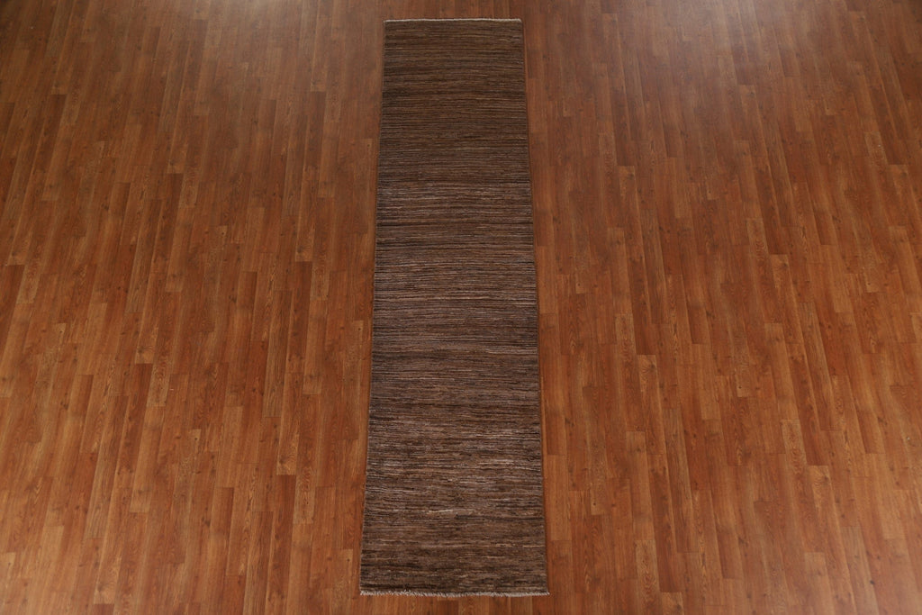 Brown Gabbeh Modern Runner Rug 2x10