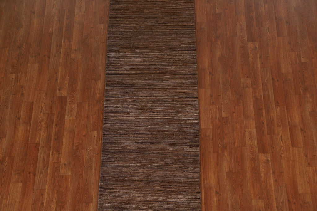 Brown Gabbeh Modern Runner Rug 2x10