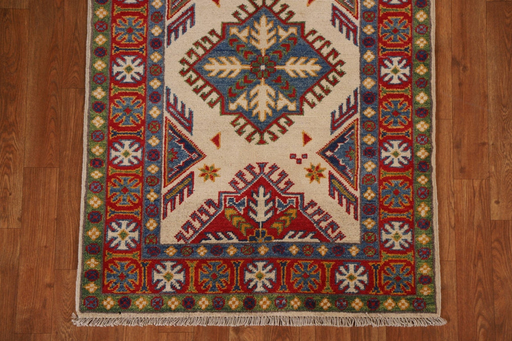 Handmade Kazak Wool Runner Rug 3x9