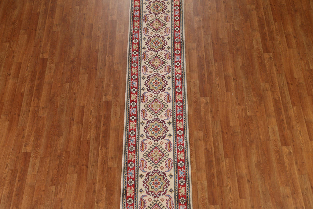 Geometric Kazak Wool Runner Rug 2x10