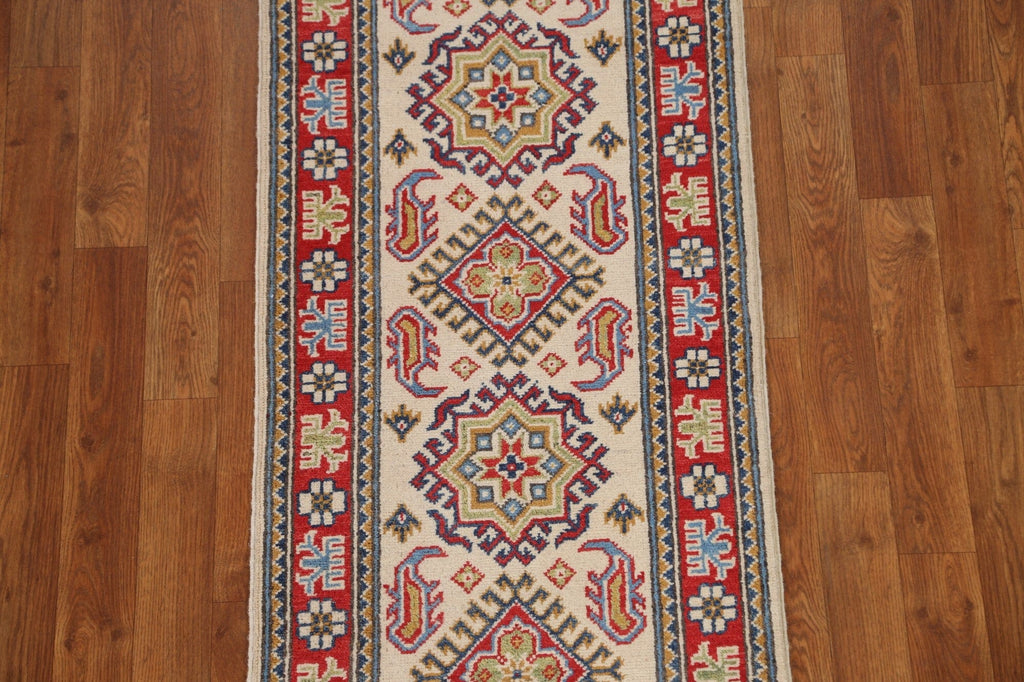 Geometric Kazak Wool Runner Rug 2x10