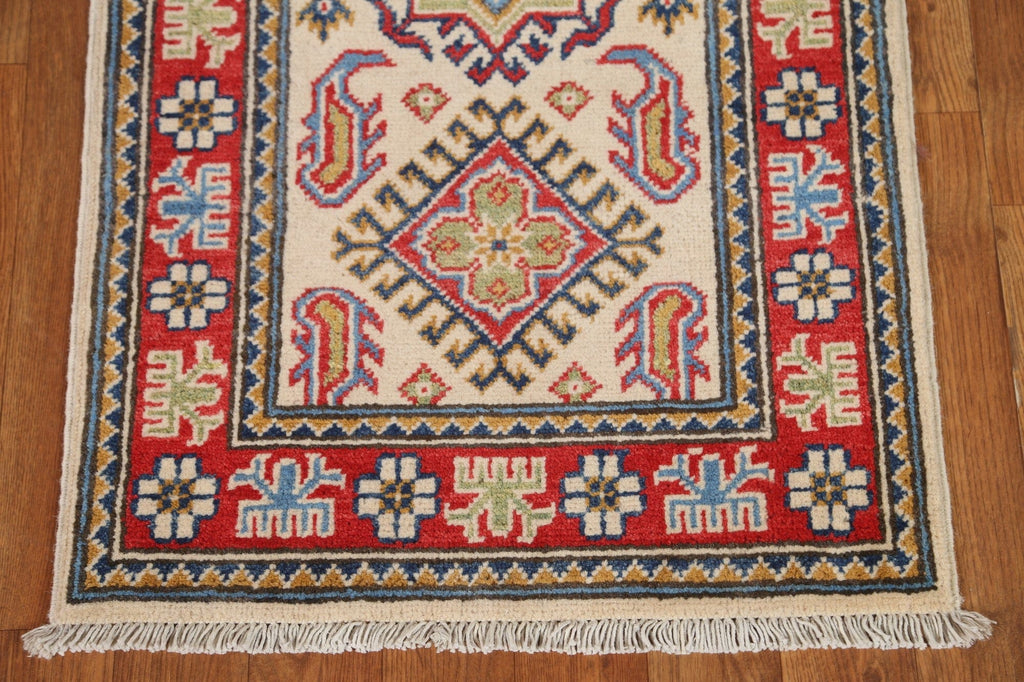 Geometric Kazak Wool Runner Rug 2x10