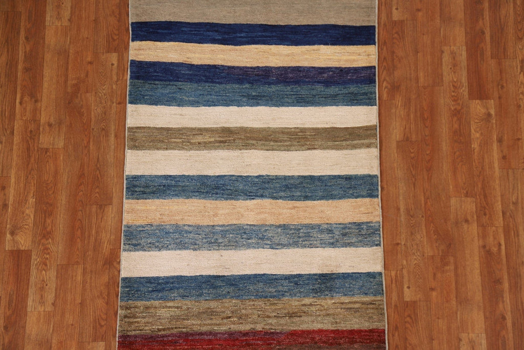 Striped Wool Gabbeh Modern Area Rug 3x5