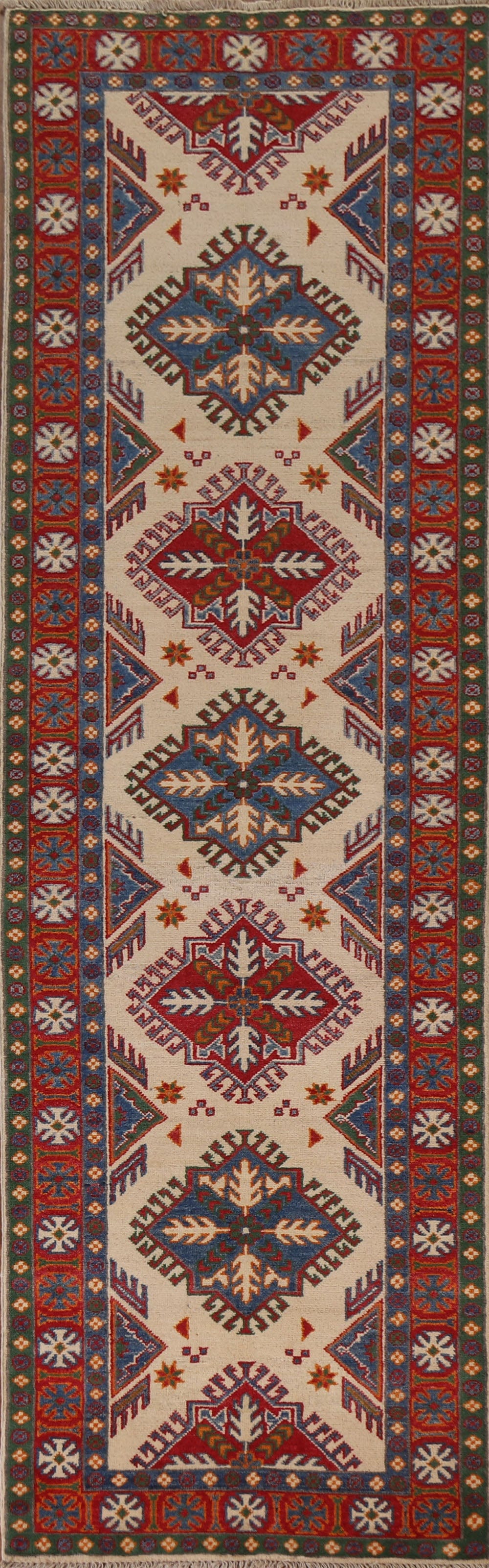 Handmade Kazak Oriental Runner Rug 3x10