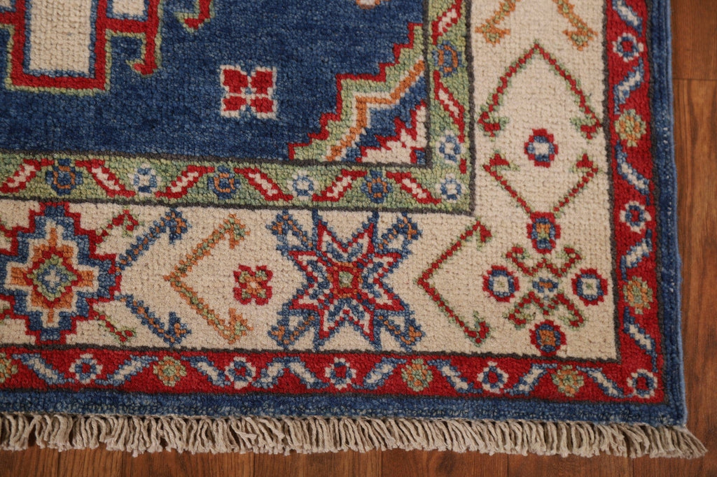 Blue Kazak Wool Runner Rug 3x10