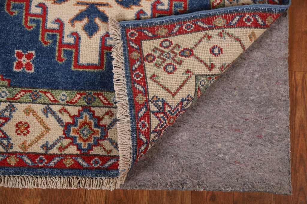 Blue Kazak Wool Runner Rug 3x10