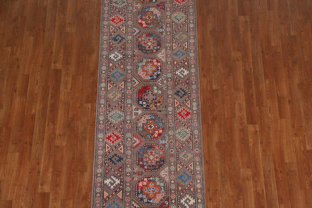 Handmade Kazak Oriental Runner Rug 3x8