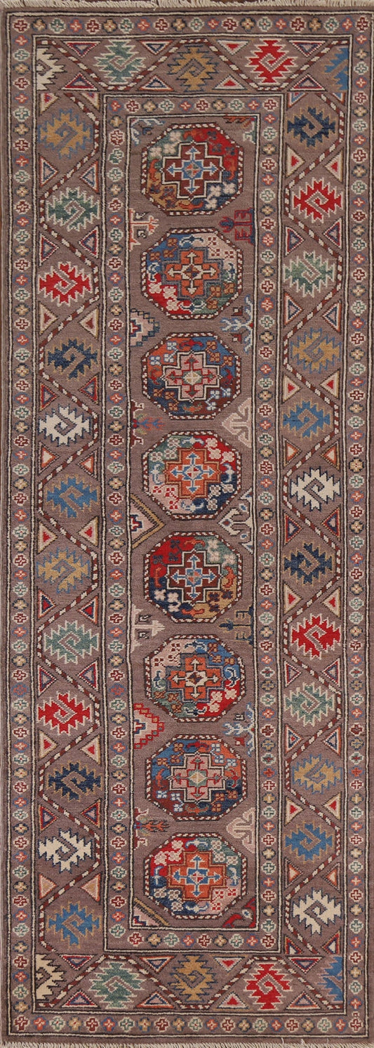 Handmade Kazak Oriental Runner Rug 3x8