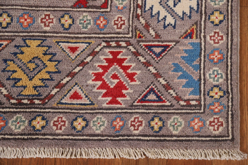 Geometric Kazak Oriental Runner Rug 3x8