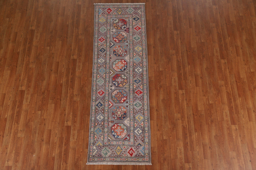 Handmade Kazak Oriental Runner Rug 3x8