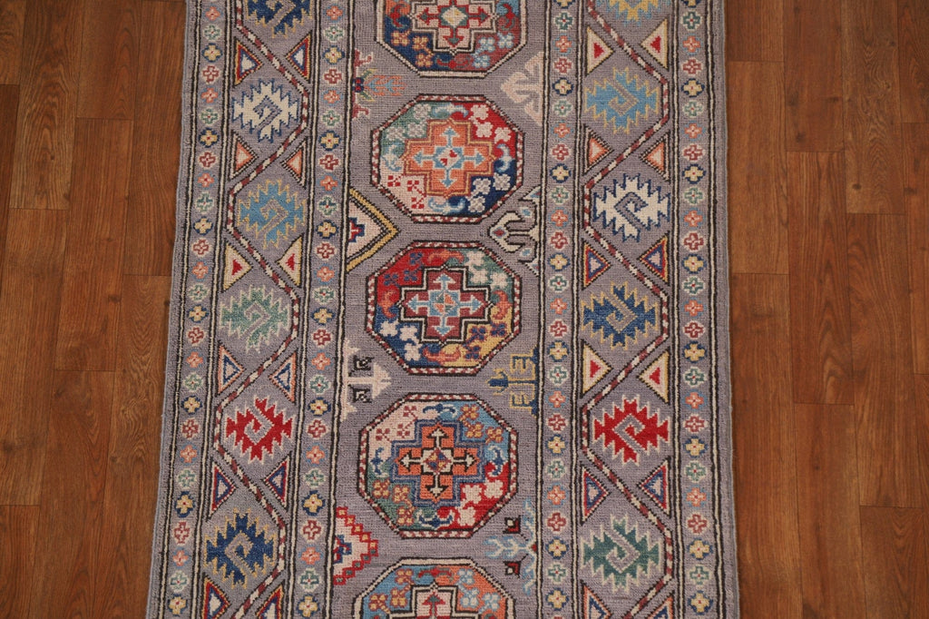 Handmade Kazak Oriental Runner Rug 3x8