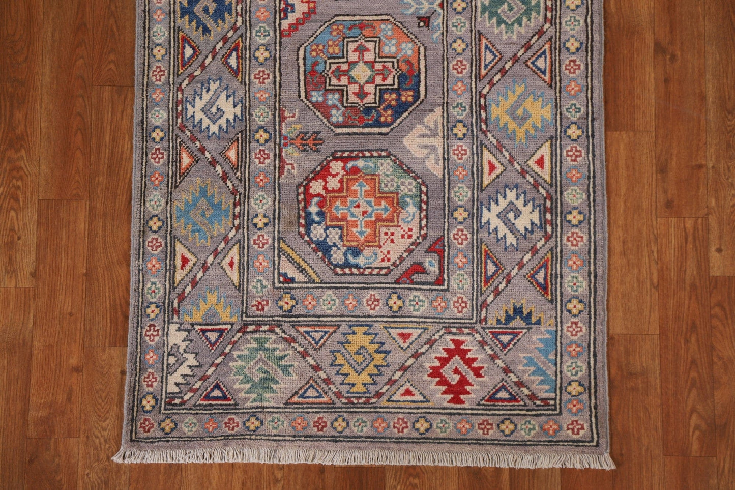 Handmade Kazak Oriental Runner Rug 3x8