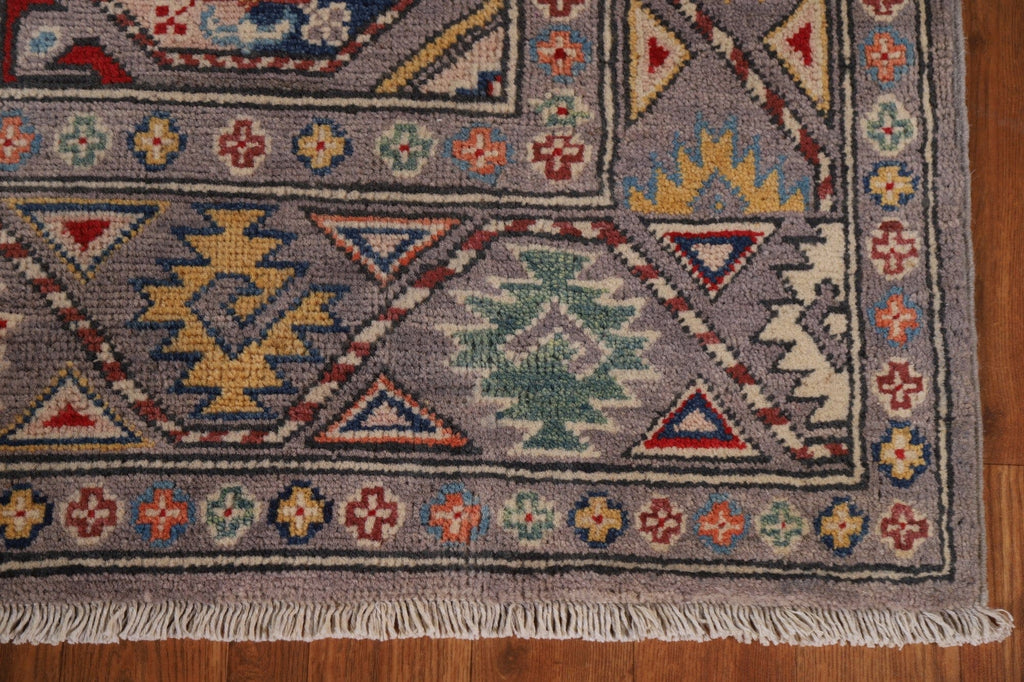 Geometric Kazak Oriental Runner Rug 3x8