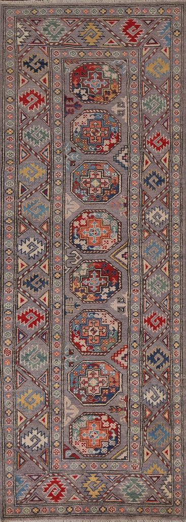 Geometric Kazak Oriental Runner Rug 3x8