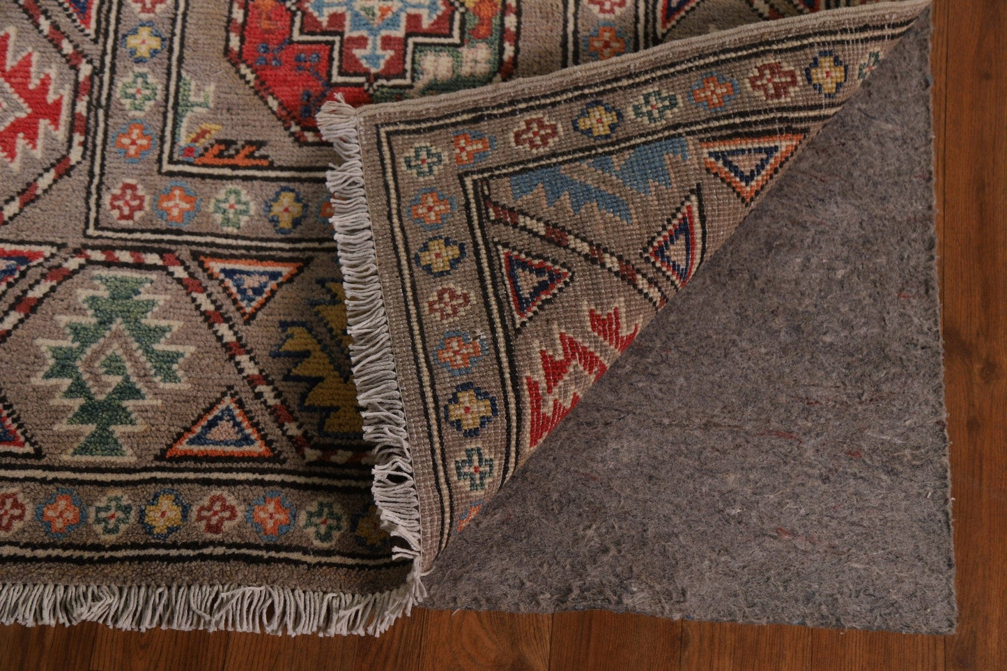 Brown Wool Kazak Oriental Runner Rug 3x9