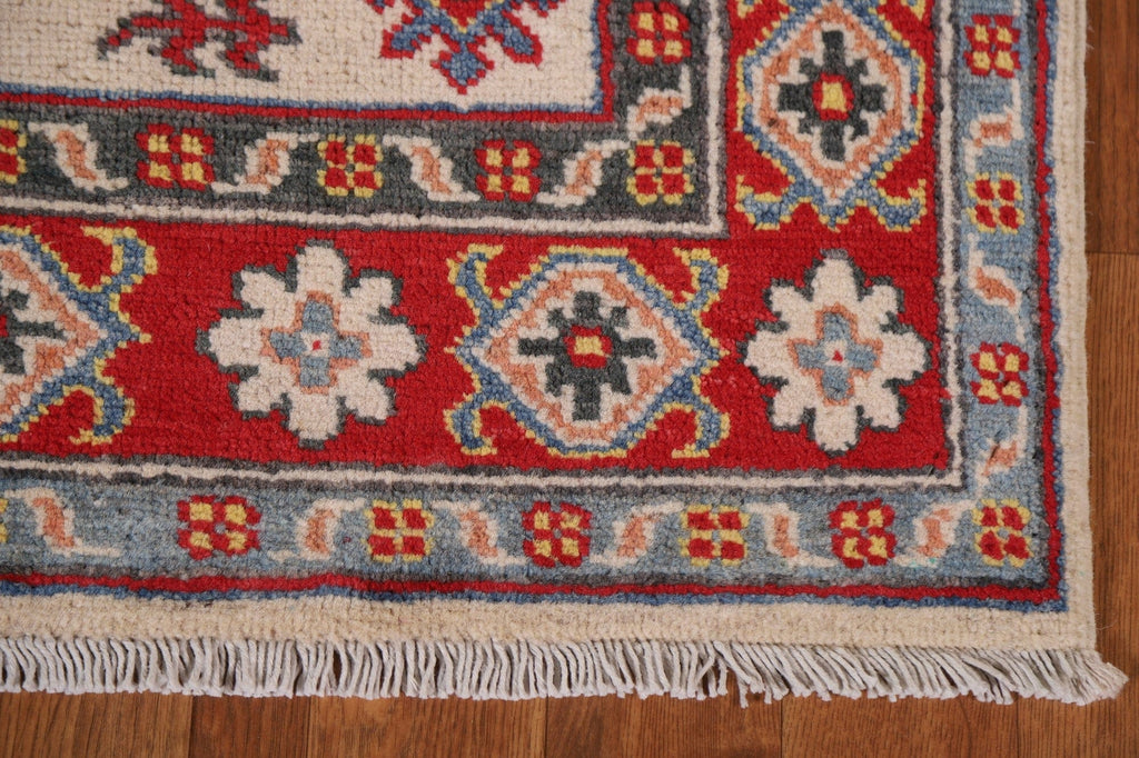 Geometric Kazak Ivory Runner Rug 3x10