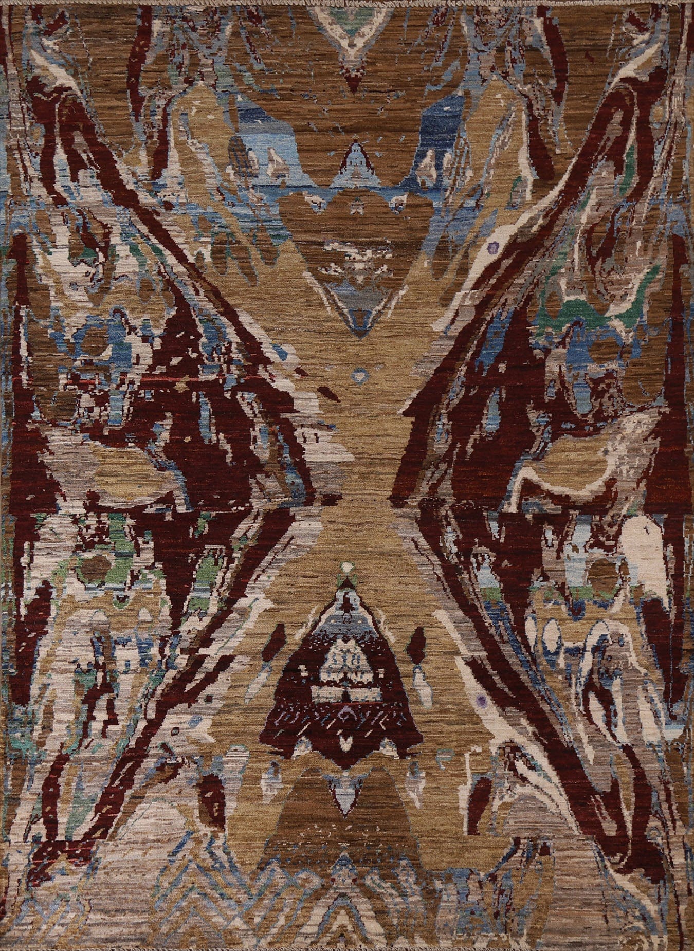 Contemporary Gabbeh Kashkoli Abstract Area Rug 7x8