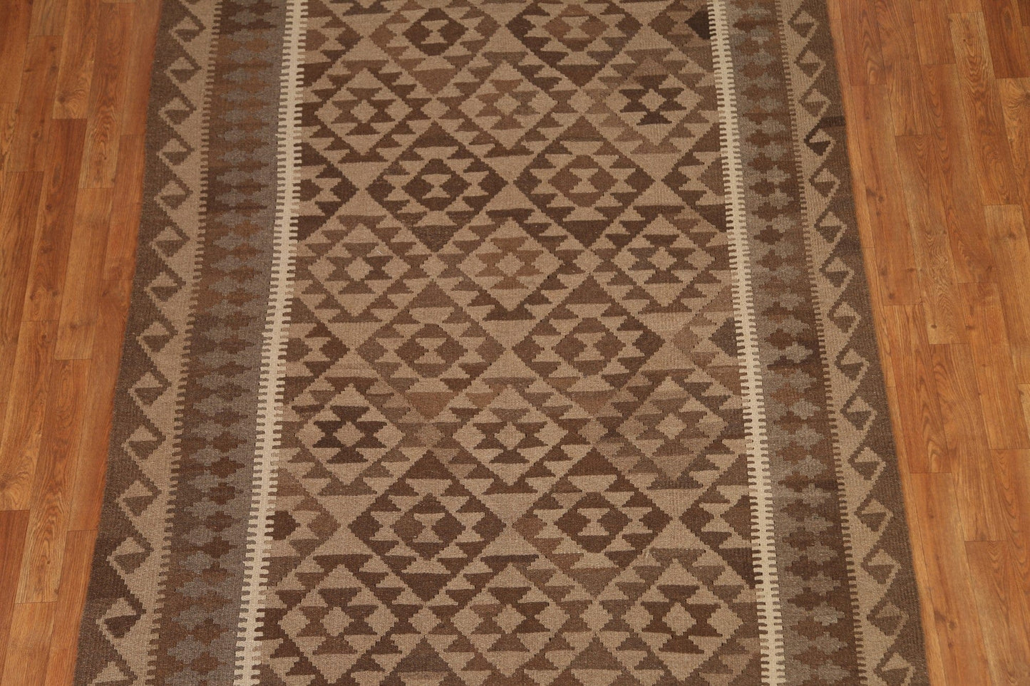 Brown Wool Kilim Area Rug 5x8