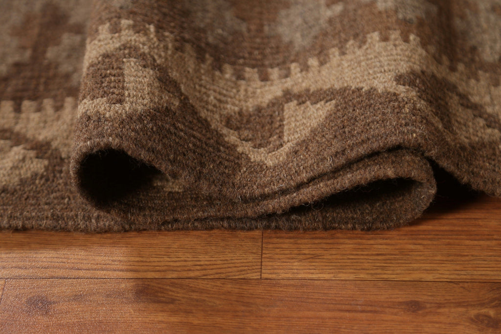 Brown Wool Kilim Area Rug 5x8