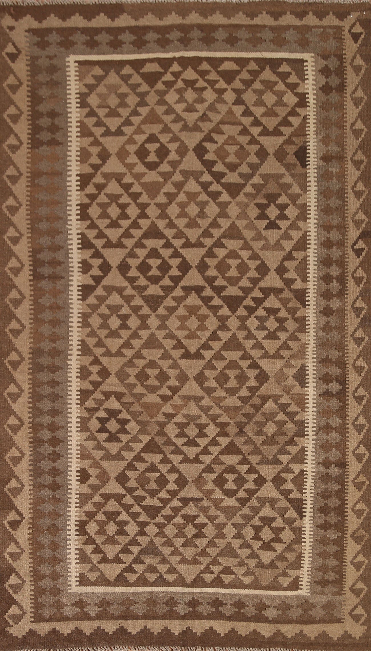 Brown Wool Kilim Area Rug 5x8