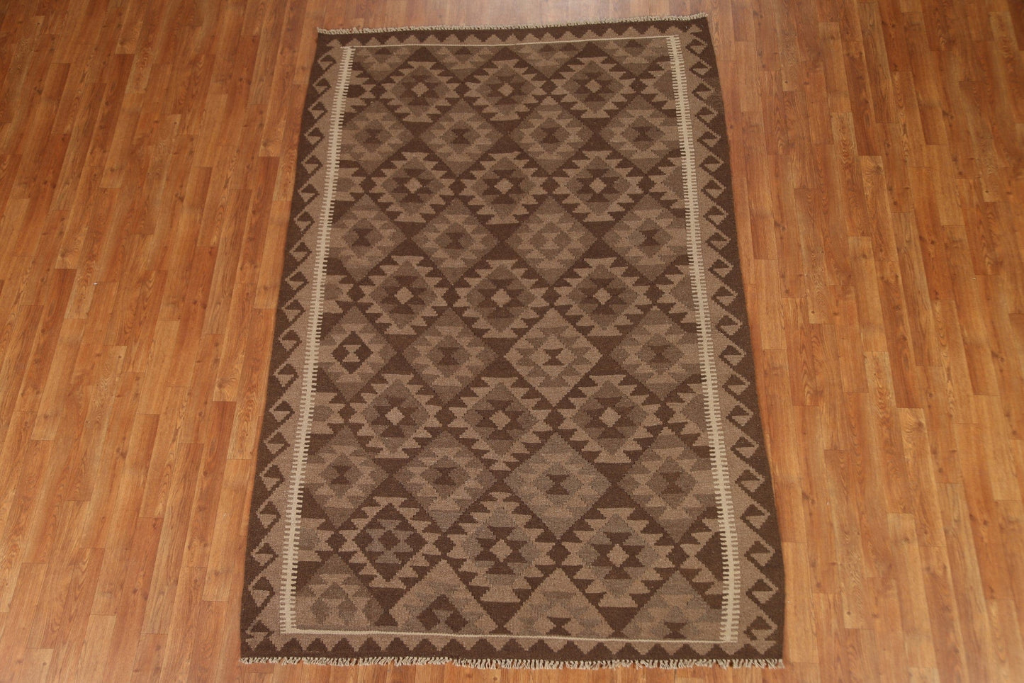 Brown Kilim Geometric Area Rug 5x8