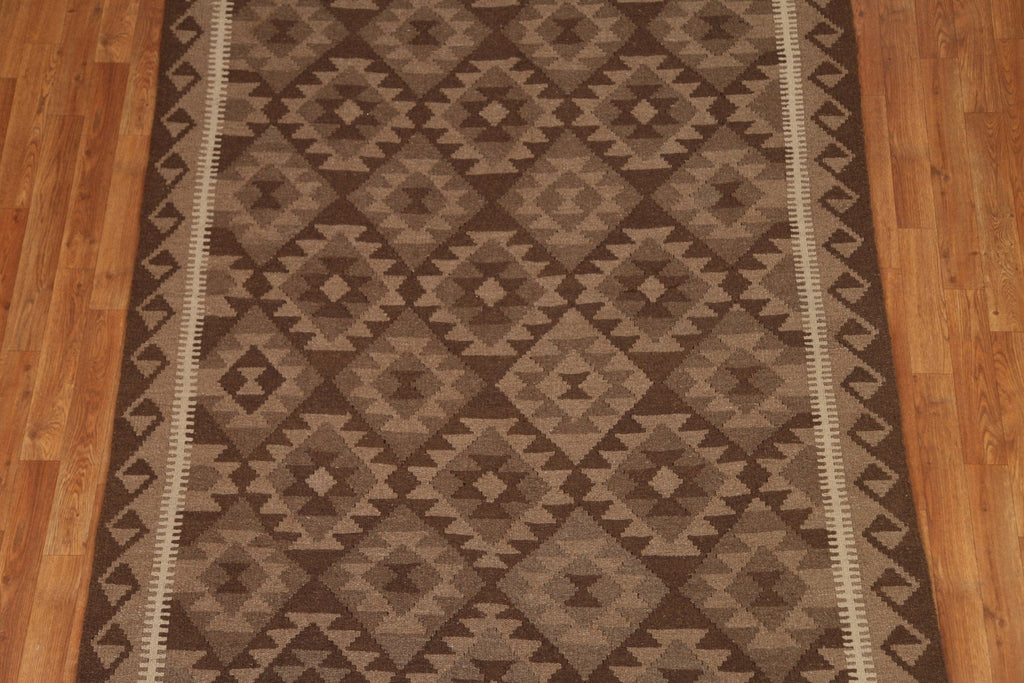 Brown Kilim Geometric Area Rug 5x8