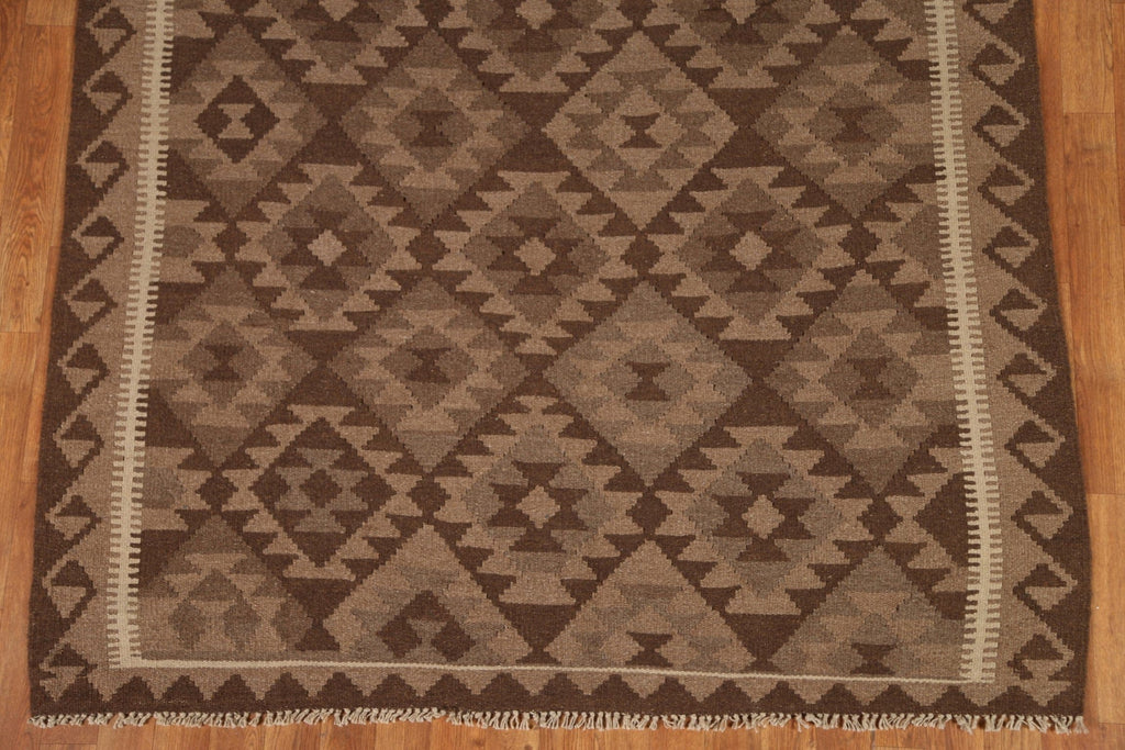 Brown Kilim Geometric Area Rug 5x8