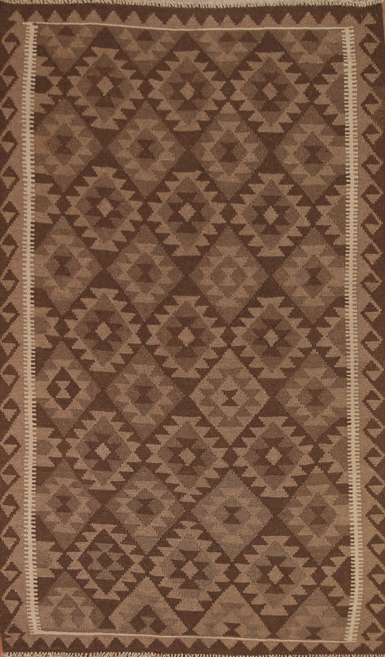 Brown Kilim Geometric Area Rug 5x8