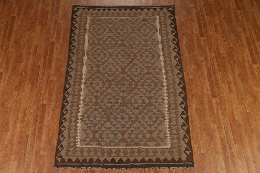 Brown Kilim Geometric Area Rug 5x8