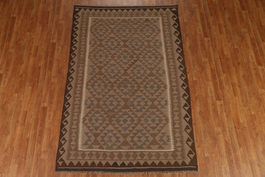 Brown Kilim Geometric Area Rug 5x8