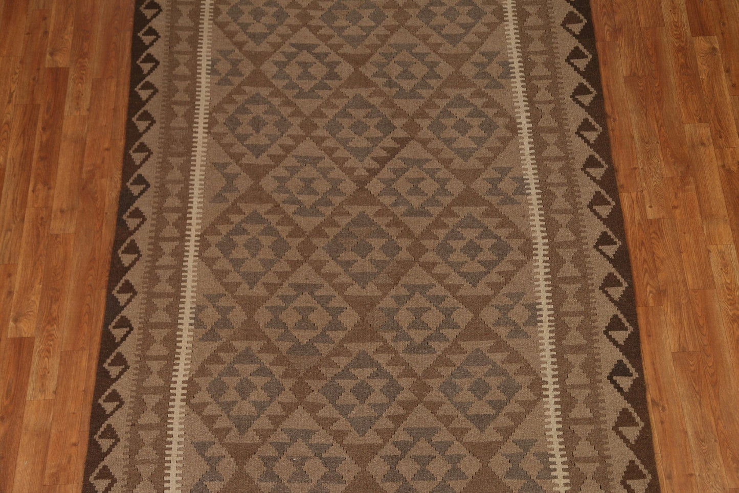 Brown Kilim Geometric Area Rug 5x8