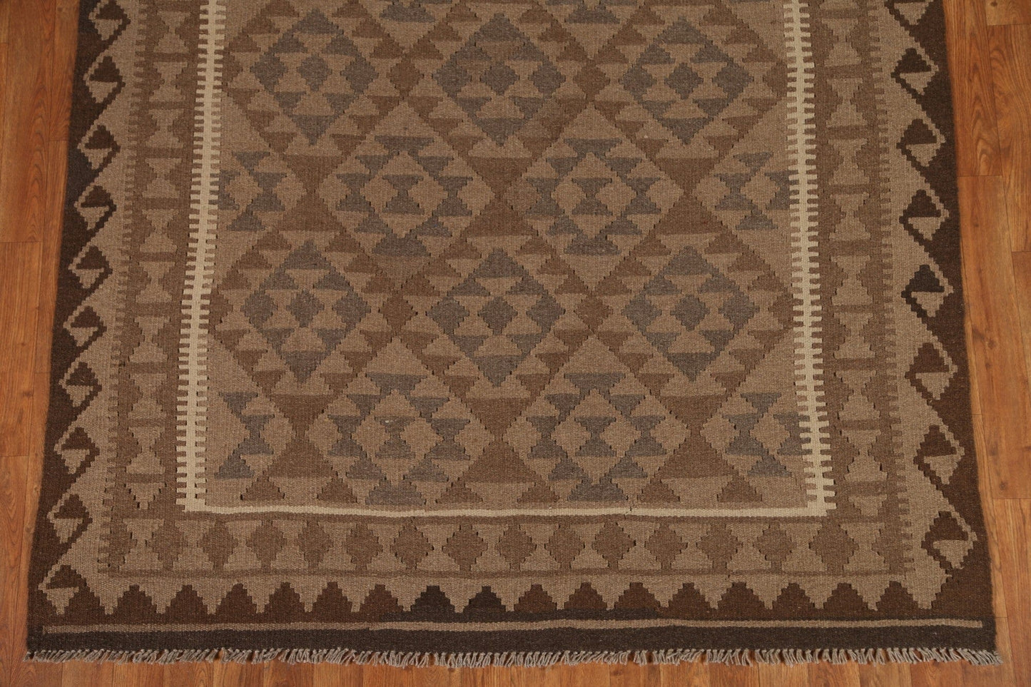 Brown Kilim Geometric Area Rug 5x8