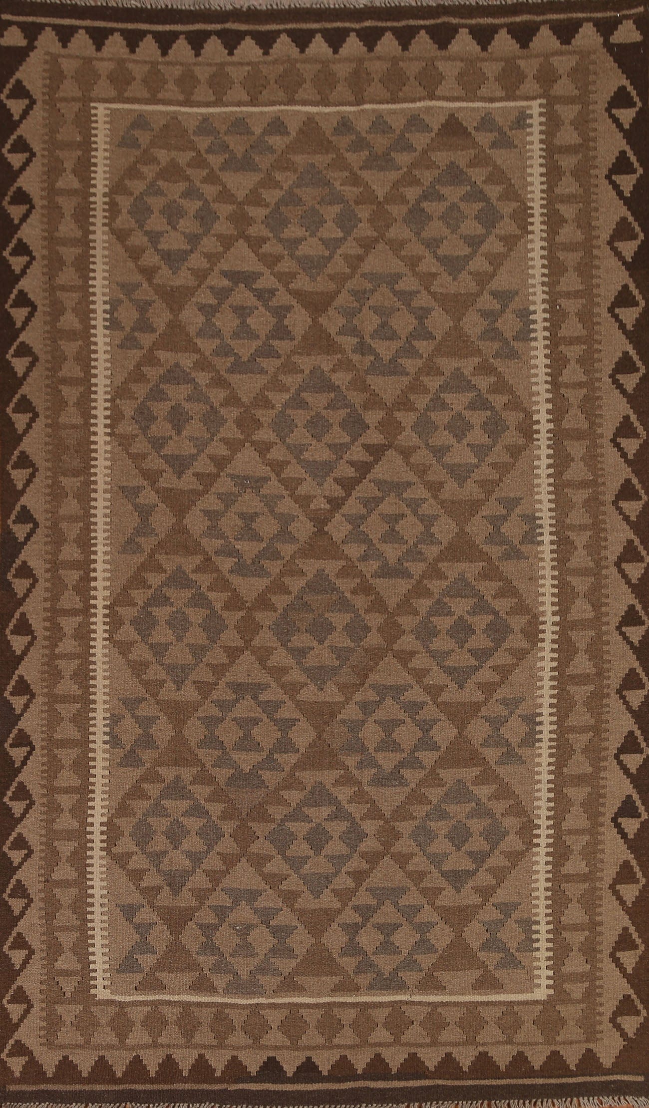 Brown Kilim Geometric Area Rug 5x8