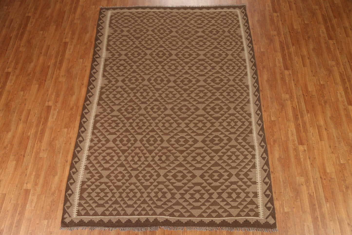 Geometric Kilim Wool Area Rug 7x10