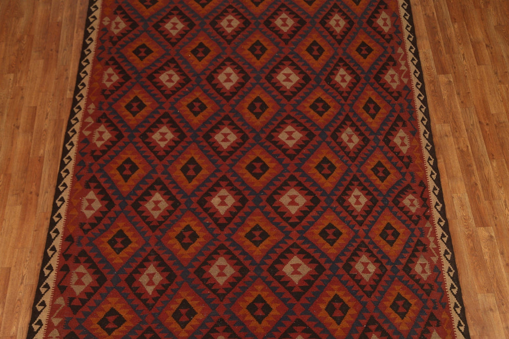 All-Over Wool Kilim Geometric Area Rug 7x10