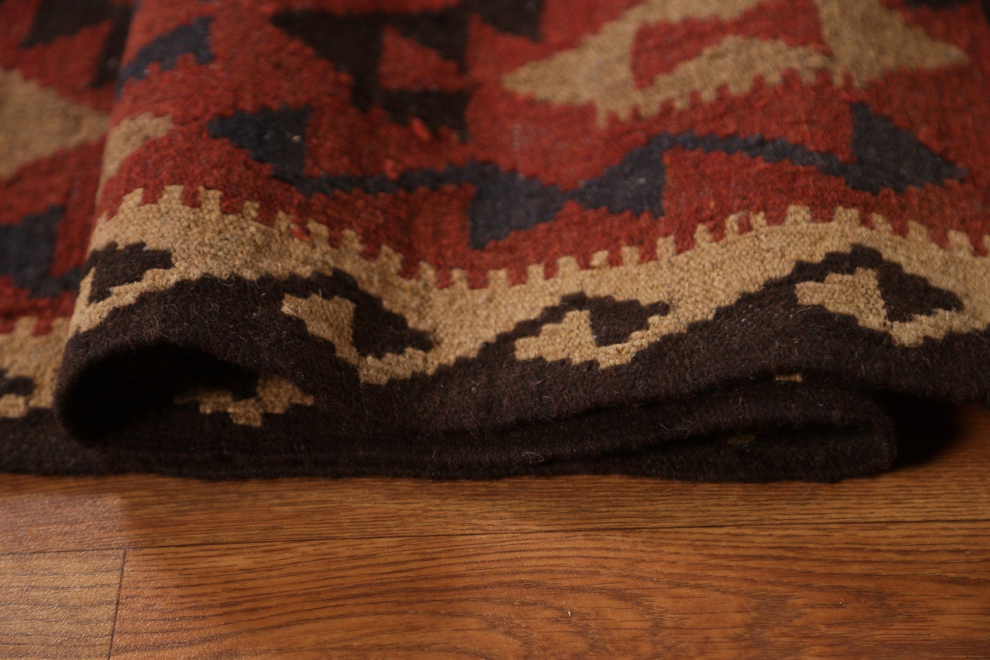 All-Over Wool Kilim Geometric Area Rug 7x10