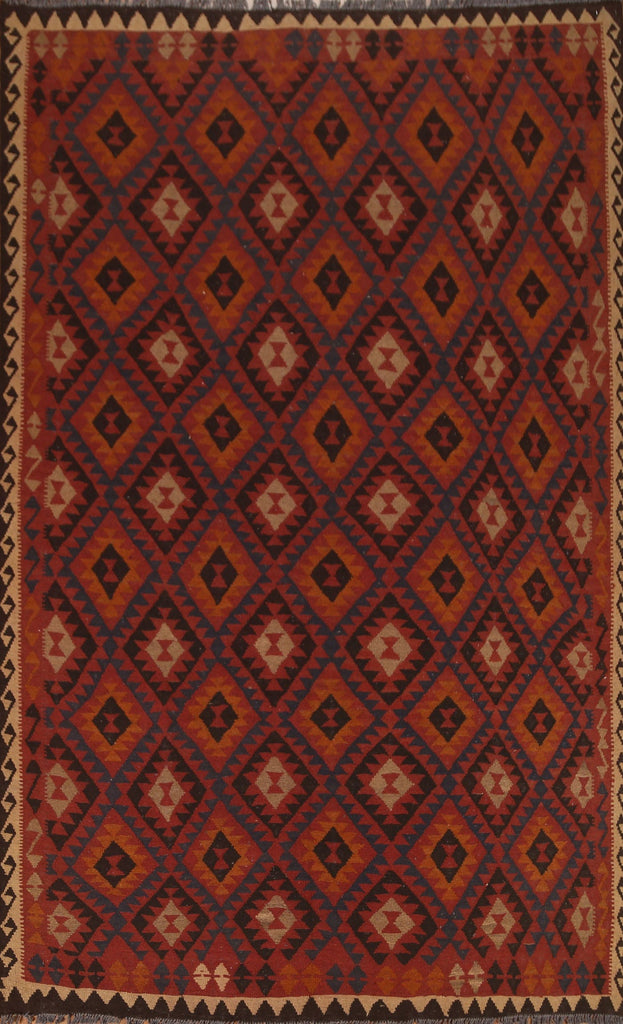 All-Over Wool Kilim Geometric Area Rug 7x10