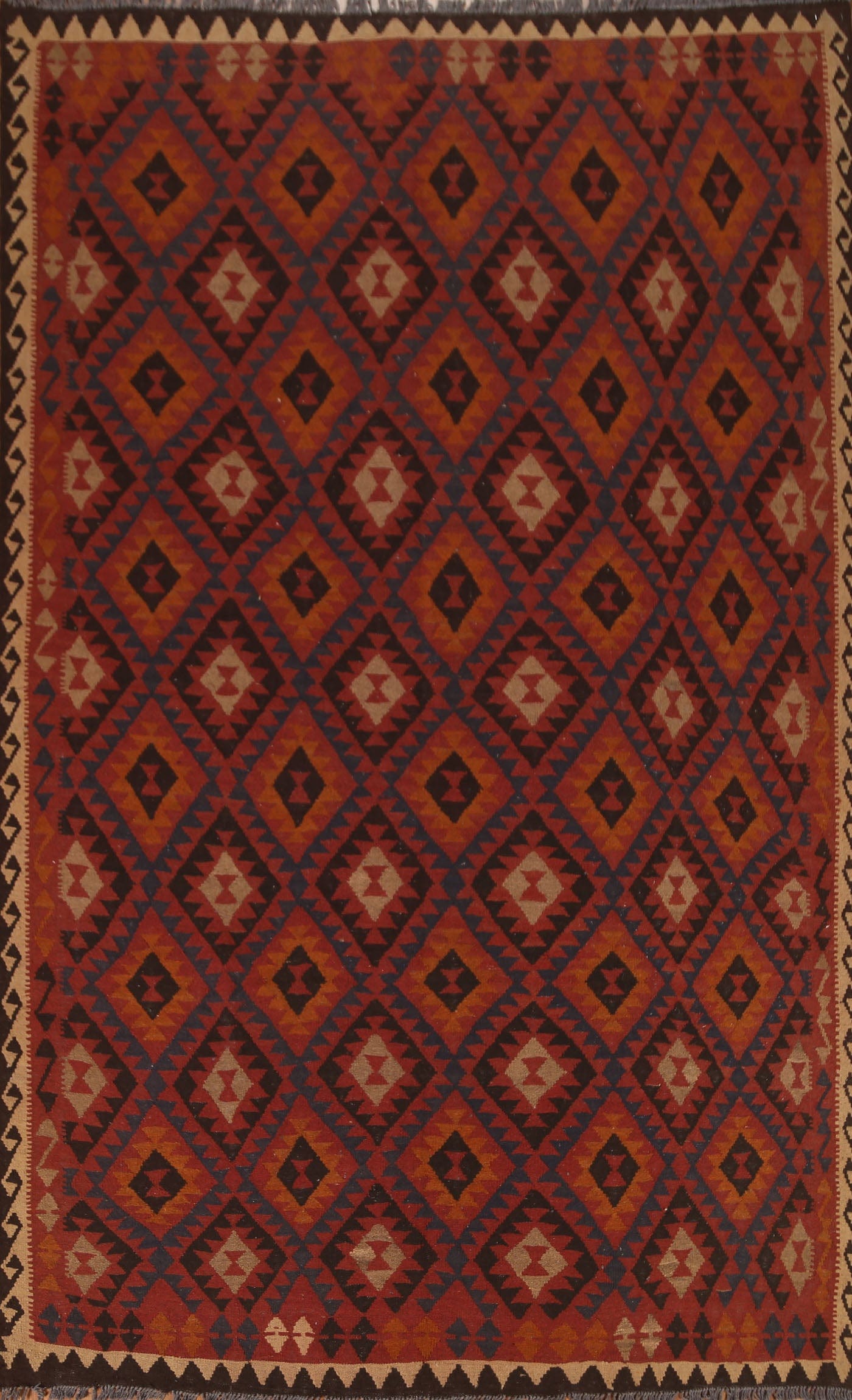 All-Over Wool Kilim Geometric Area Rug 7x10